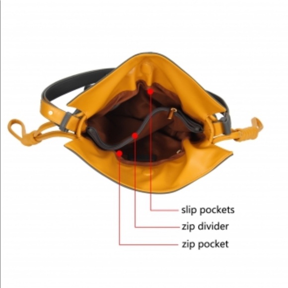 Hynes Victory Drawstring Bucket Gray Shoulder Bag - Picture 3 of 8